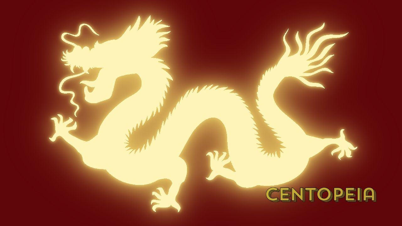 O desenho do dragão de fogo vermelho com chifre pequeno e duas